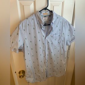 Cactus Man Oxford button down striped with Palm Tree Pattern Sz M Slim Fit